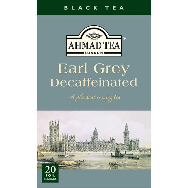 Ahmad Decaffeinated Earl Grey Black Tea | 20 Tea Bags - 1.4 oz.