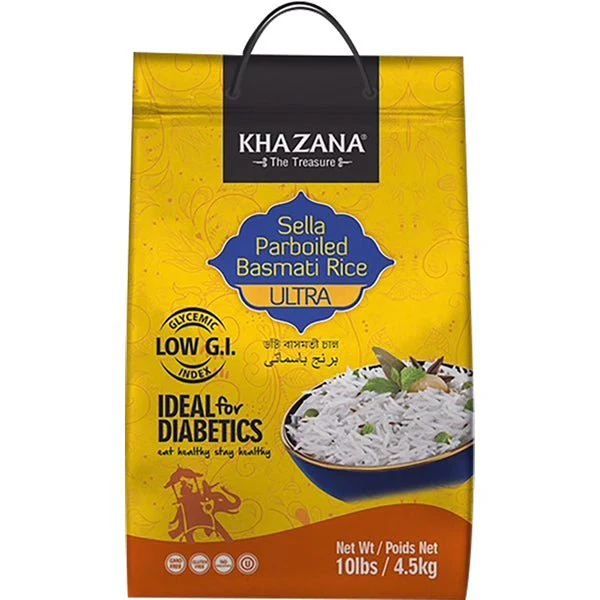 Khazana Diabetic Basmati Rice | Sella Parboiled Basmati Rice Ultra - 10 lbs