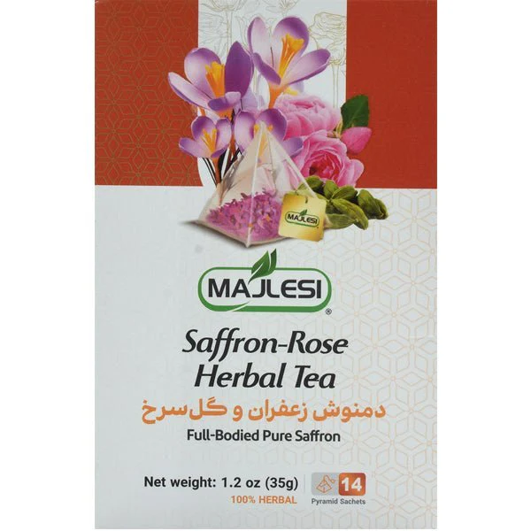 Majlesi Saffron Rose Herbal Tea | 14 Pyramid Sachets