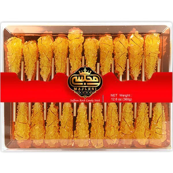 Majlesi Saffron Rock Candy Sticks Imported 12.6 oz