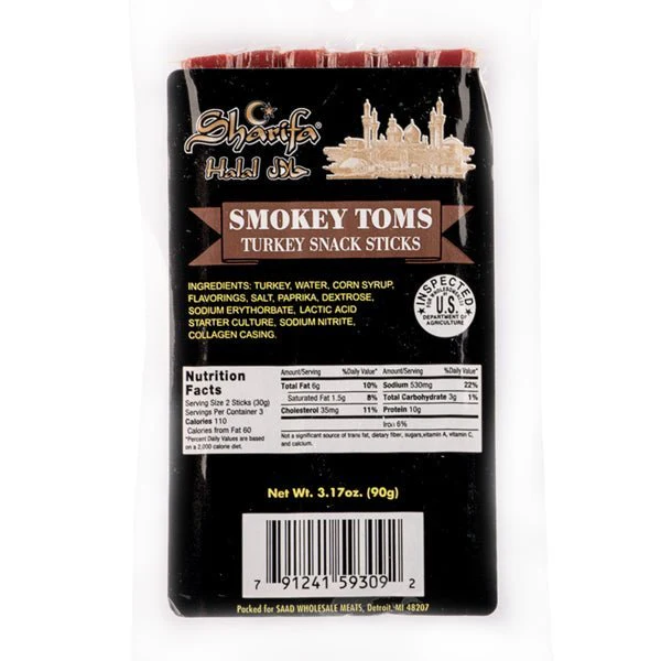 Smokey Toms | Halal Turkey Snack Sticks - 3.17 oz